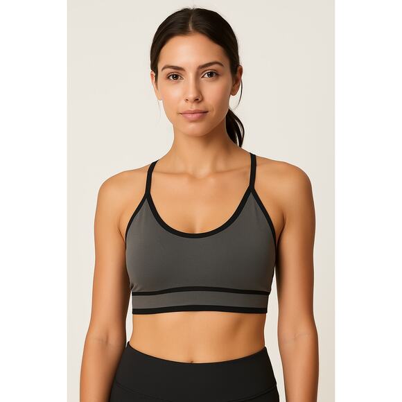 Athleisure Gray Strappy Sports Bra Avia Size Large - Picture 1 of 5